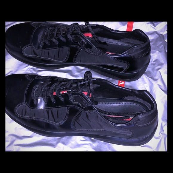 PRADA sneakers black leather - Picture 1 of 8